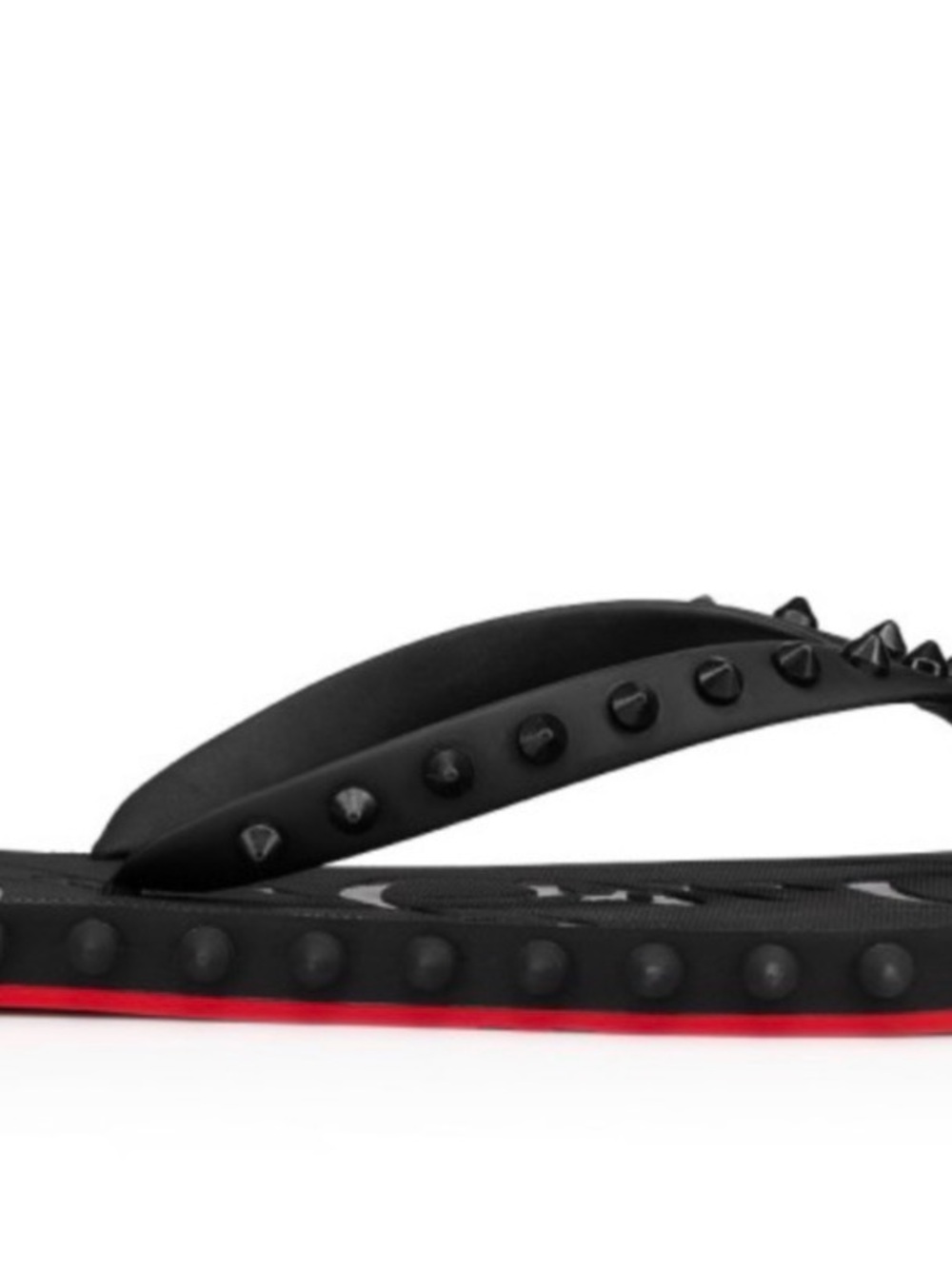 Christian Louboutin Black Studded Thong Sandals with Red Sole Edge - Picture 3 of 8